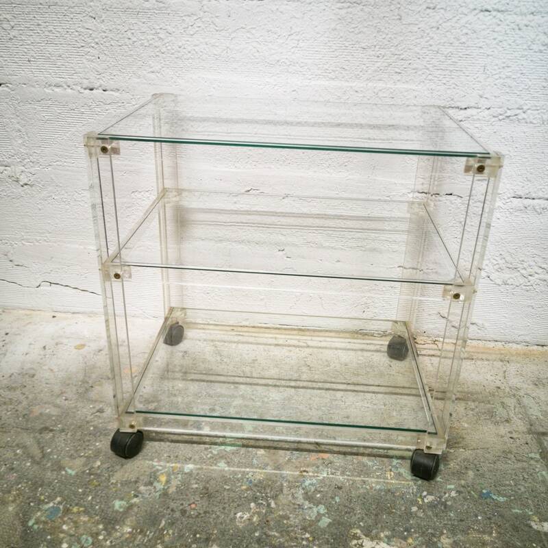 Vintage dessert table in plexiglas and glass