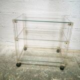 Desserte vintage en plexiglas et verre