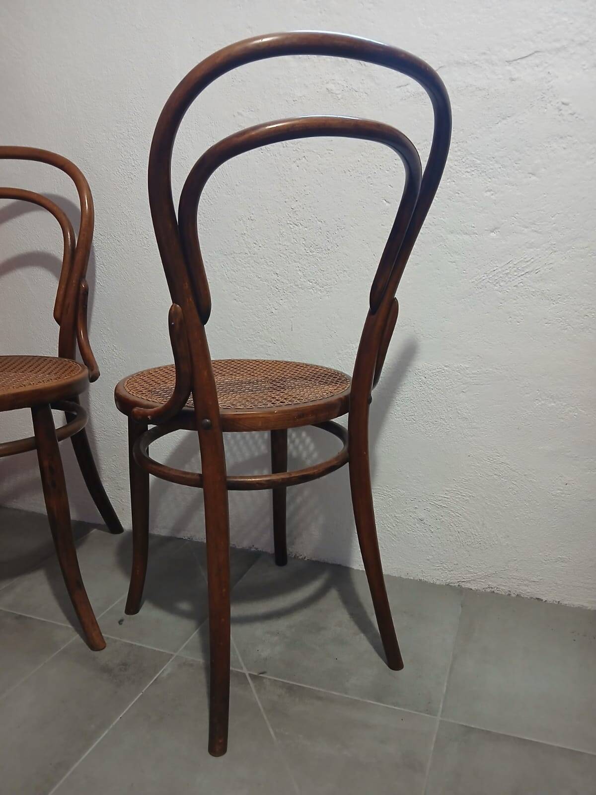 Set of 5 bentwood bistro chairs in THONET style no. 14