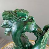 Glazed Ceramic Sculpture, Two Horses, Signed R. Prunet, 20th Century