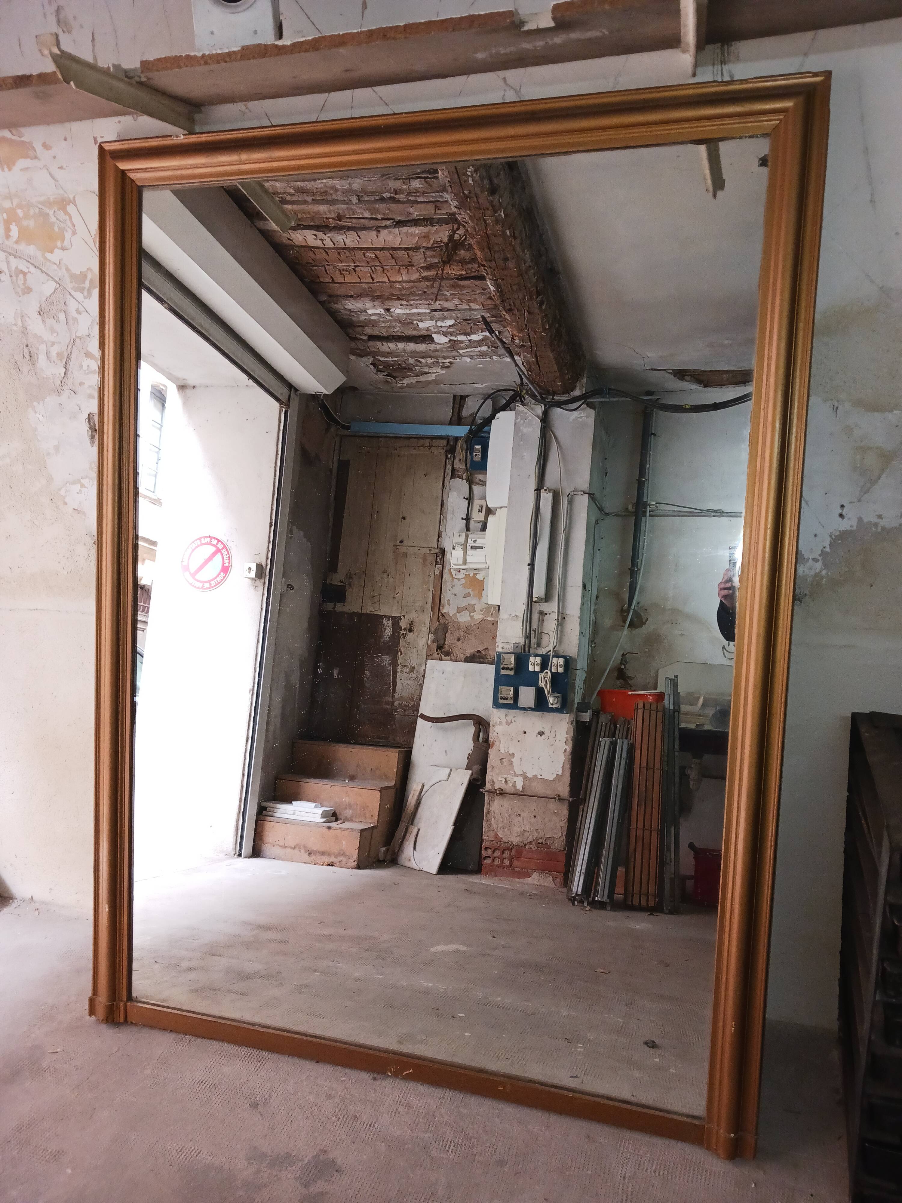 Very large rectangular coffee mirror, bistro XIX eme. 1.96 m/1.50
