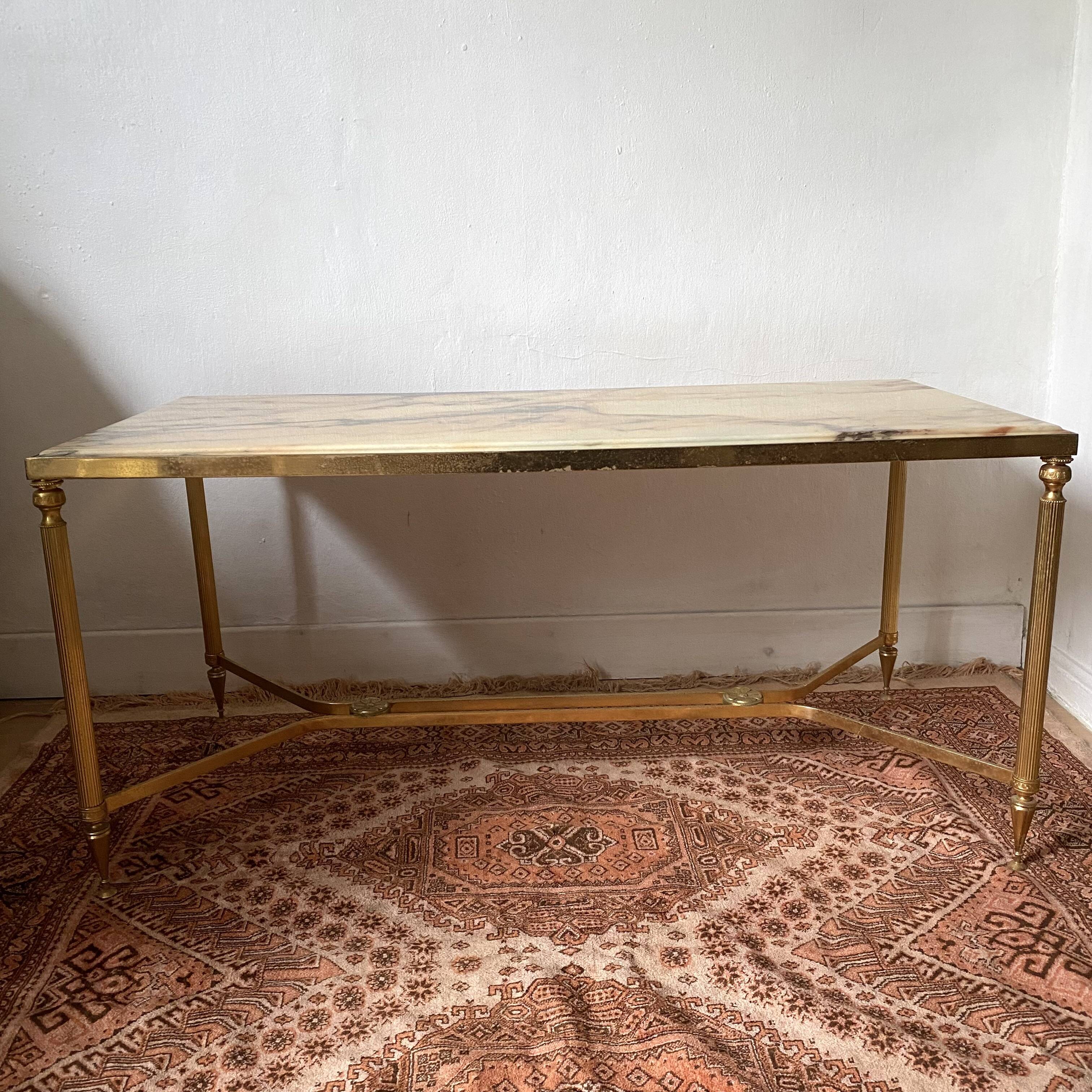 Vintage coffee table in marble and gold-tone metal