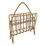 1970s Bamboo Magazine Holder, Czechoslovakia