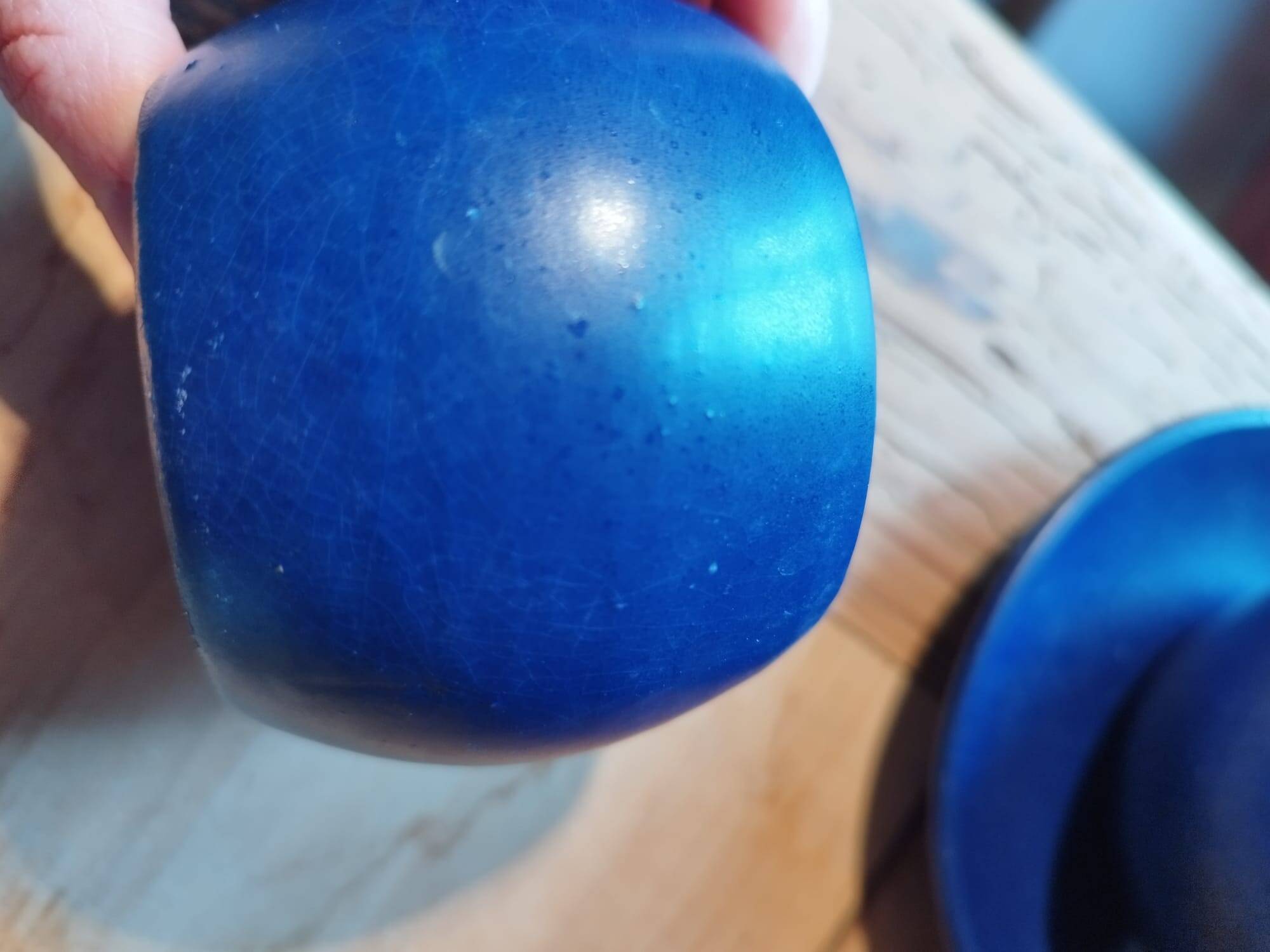 Set of 6 dark blue cups and saucers Charles Voltz Vallauris
