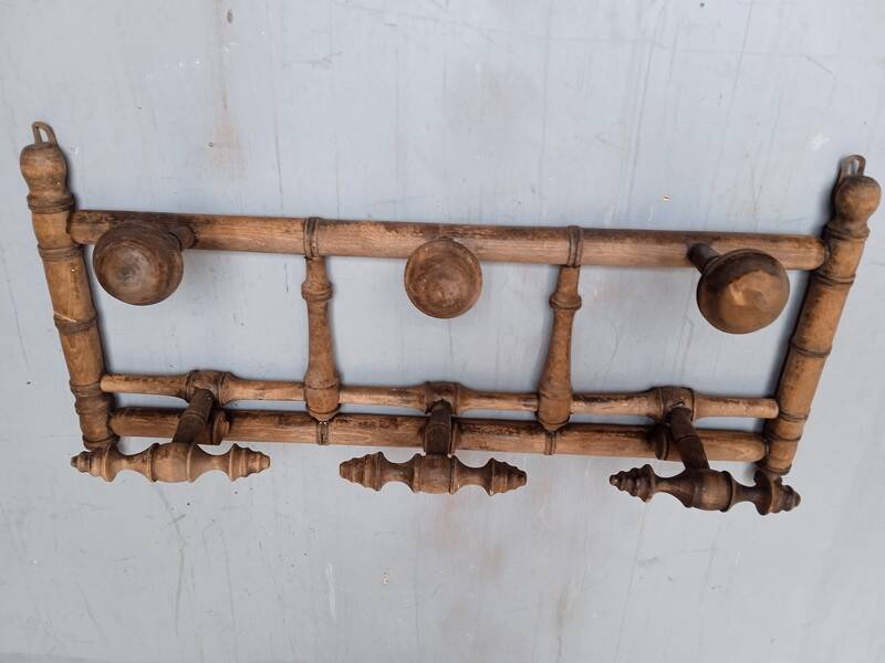 Bamboo style wooden wall coat hook ep 1940