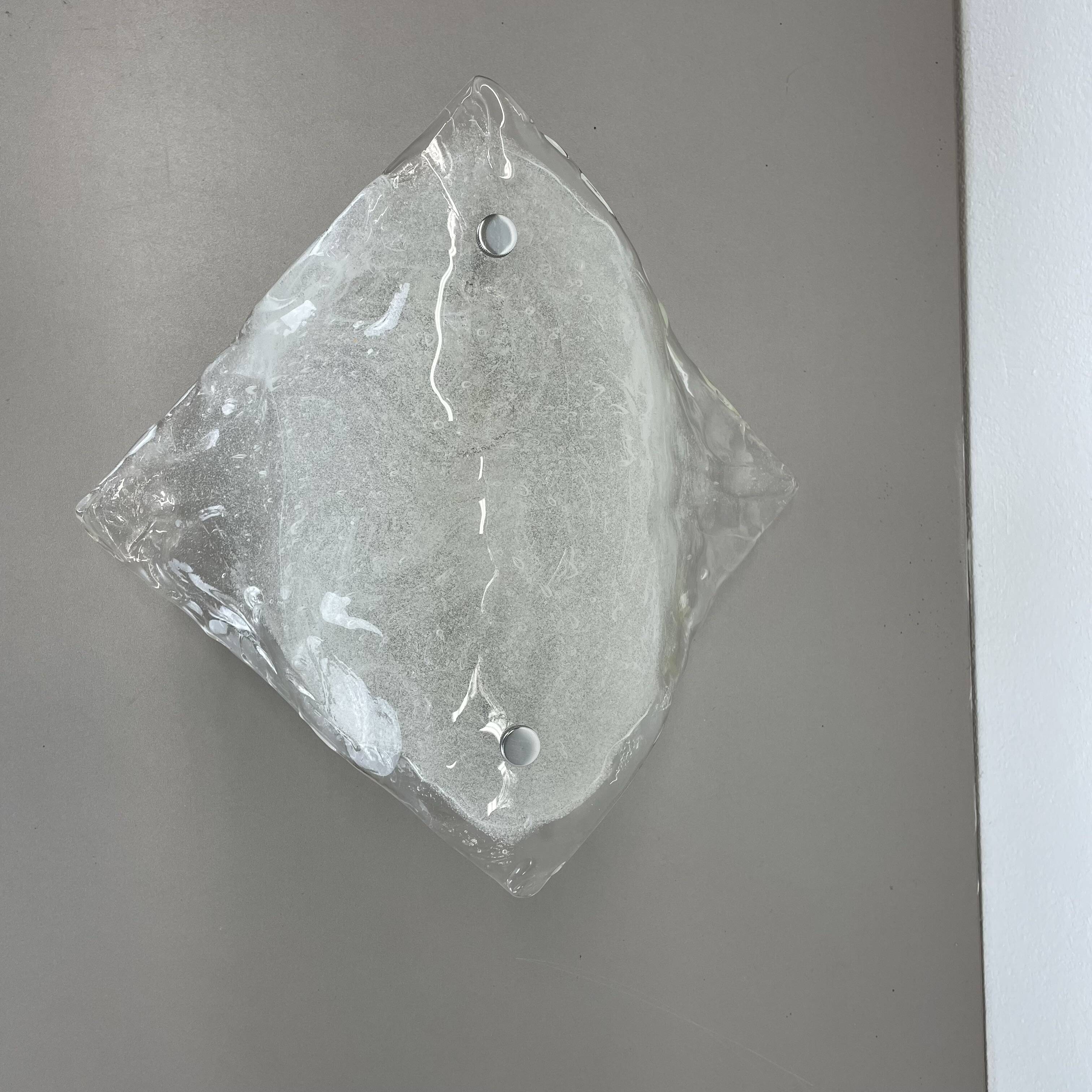 Large Organic Hollywood Regency Ice Glass Wall Light by Kalmar Lights, 1970