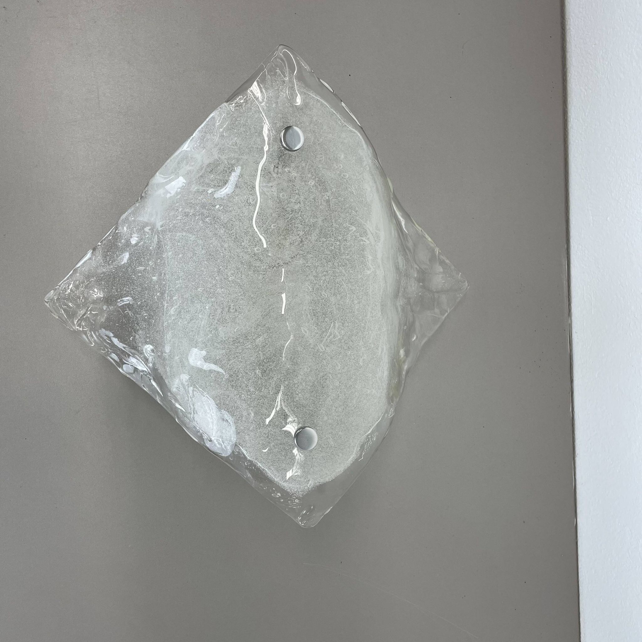 Large Organic Hollywood Regency Ice Glass Wall Light by Kalmar Lights, 1970