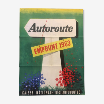 Affiche originale emprunt autoroute 1963 René Ravo