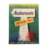 Affiche originale emprunt autoroute 1963 René Ravo