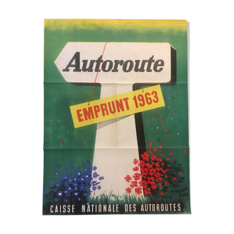 Affiche originale emprunt autoroute 1963 René Ravo