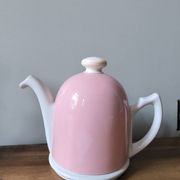Vintage teapot herbal infuser porcelain bell rose Guy Degrenne salam