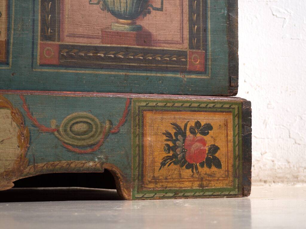 Antique wedding chest painted in pine – Austro-Hungarian Empire, 1841