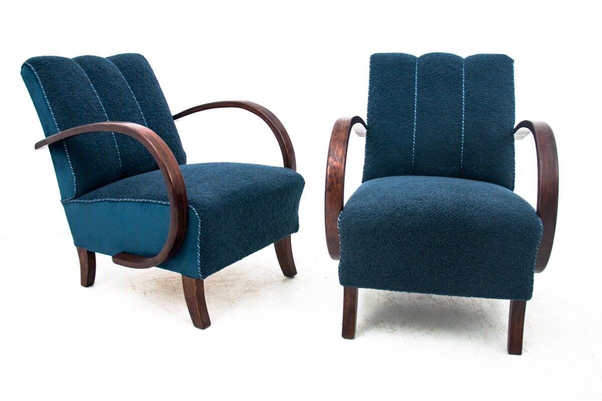 Two H-227 armchairs from the 1930s, designed by J. Halabala, Art Deco style, Czechoslovakia