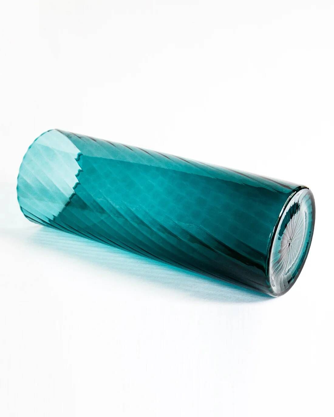 Large vintage Murano glass vase in petrol blue.