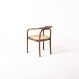 Ensemble de 6 chaises de salle à manger en bois et en rotin synthétique par Antonin Sumen pour Ton.