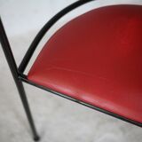 3 armchairs designs steel and leather, France, circa 1980