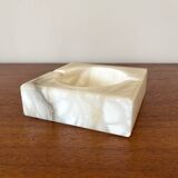 Square ashtray in vintage marble-effect alabaster