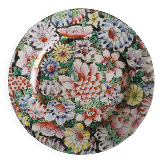 Chinese porcelain dessert plate. A thousand pink & gold flowers Qianlong