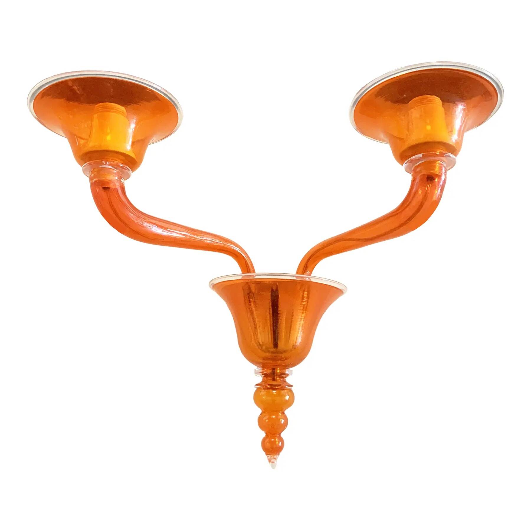 Contemporary Translucent Orange Murano Glass Wall Sconce in Deco’ Style