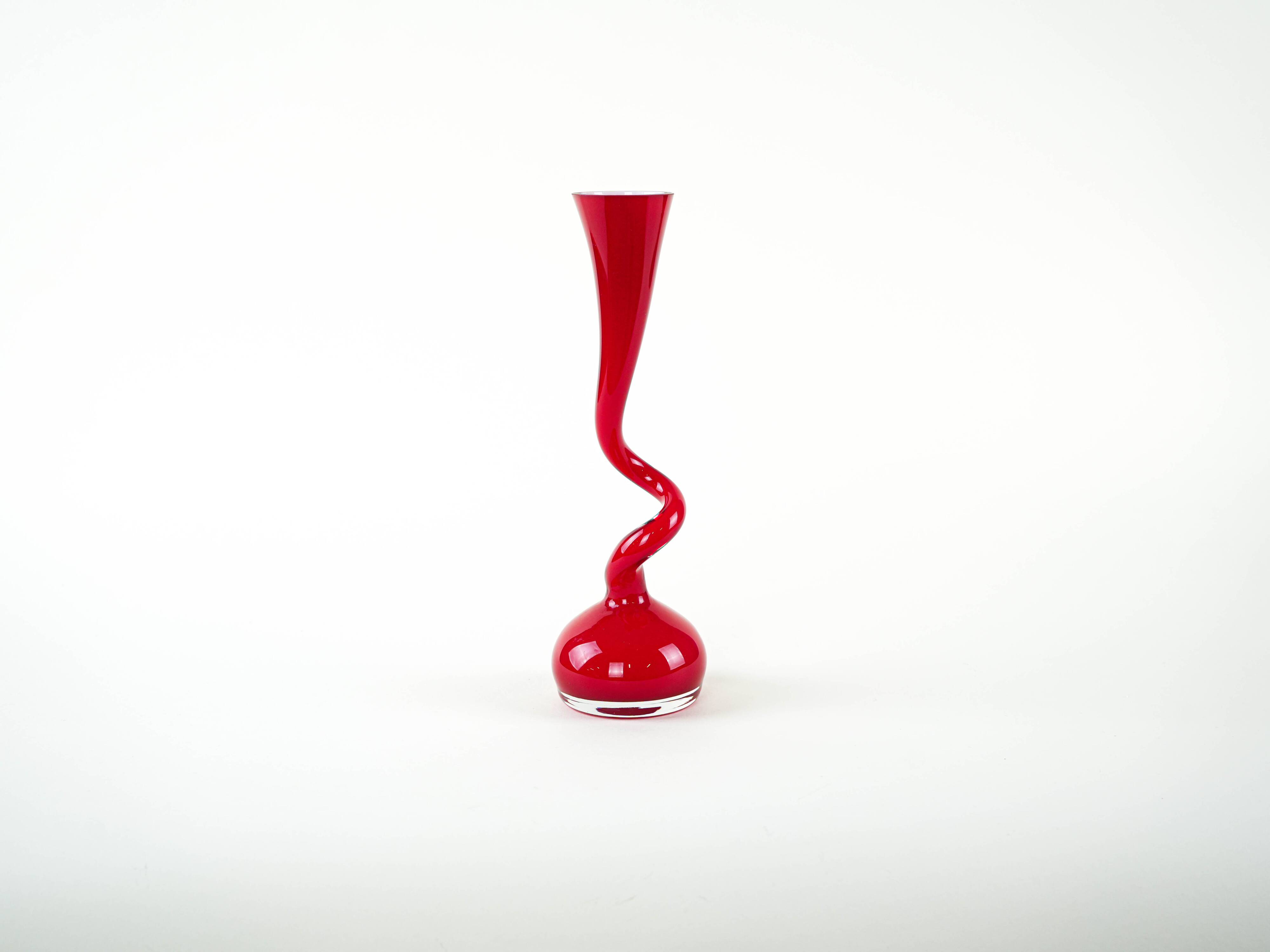 Red vase, Swing Vase, Danish design, manufactured by Normann Copenhagen