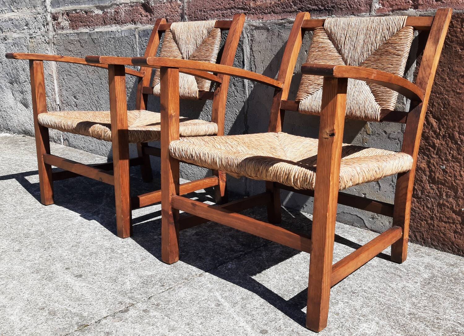 Paire de fauteuils paille (Josep Torres Clavé, 1936)