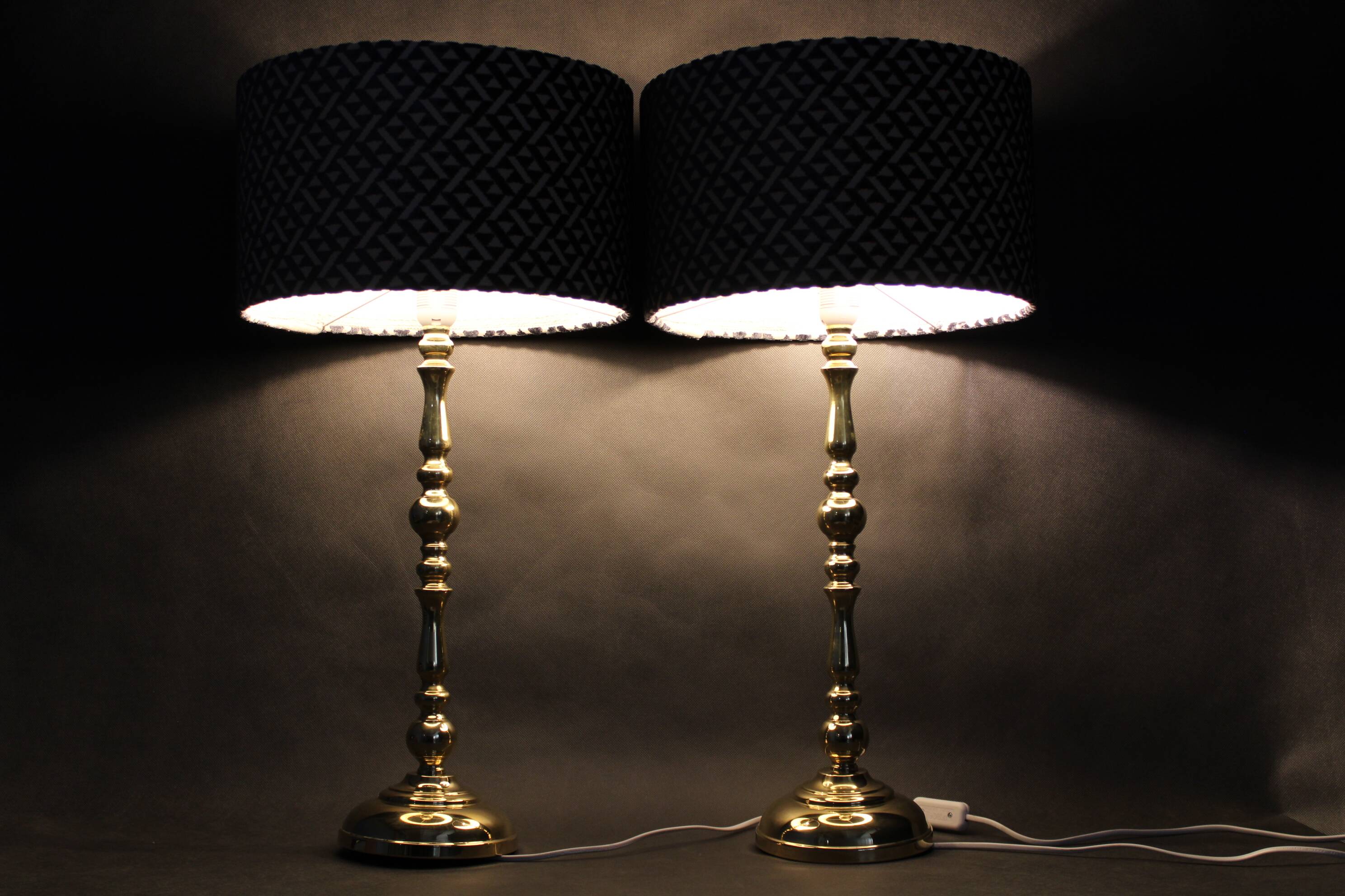 1960s  Pair of Large Brass Table Lamps by MS Belysnin, Denmark
