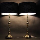 1960s  Pair of Large Brass Table Lamps by MS Belysnin, Denmark