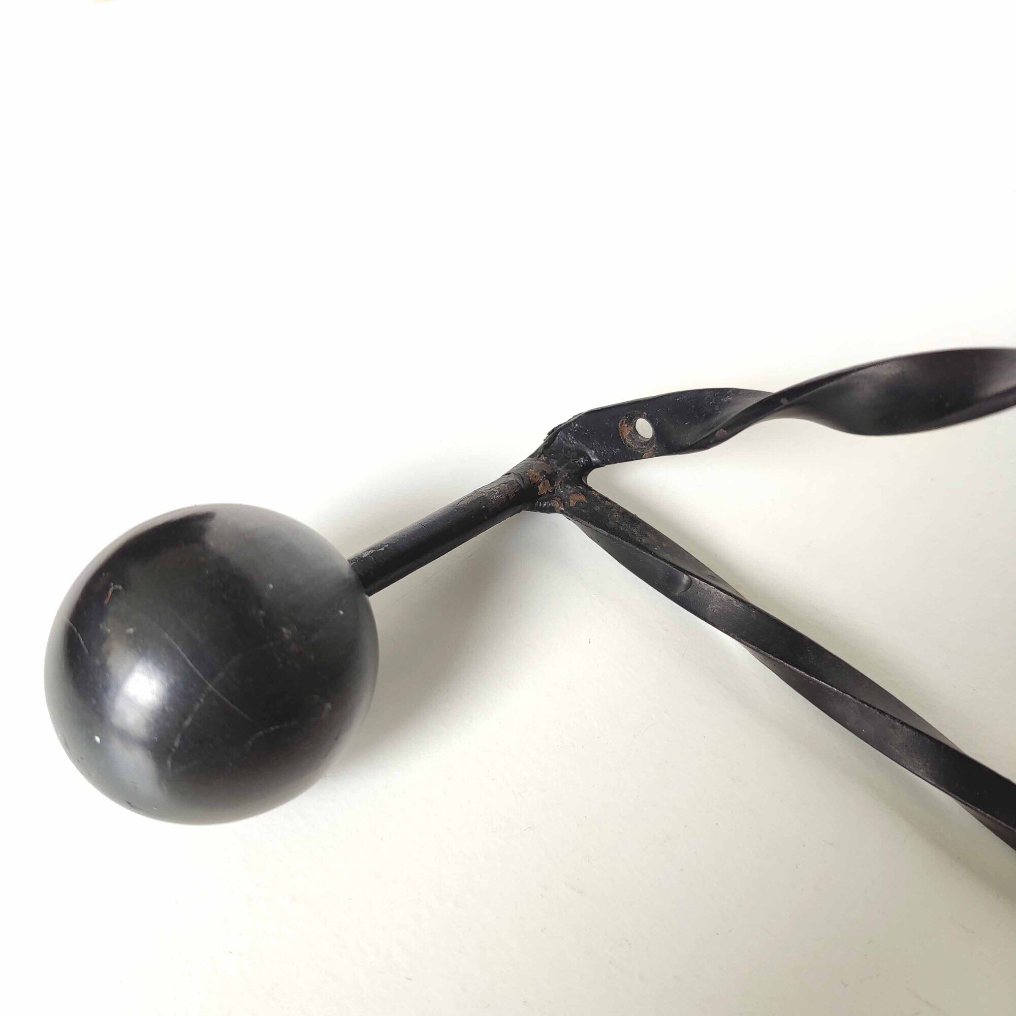 Vintage coat rack 1960 4 black ball hooks
