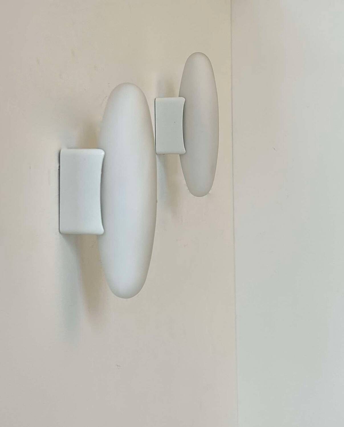 Pair of vintage opaline wall lights, France 1980
