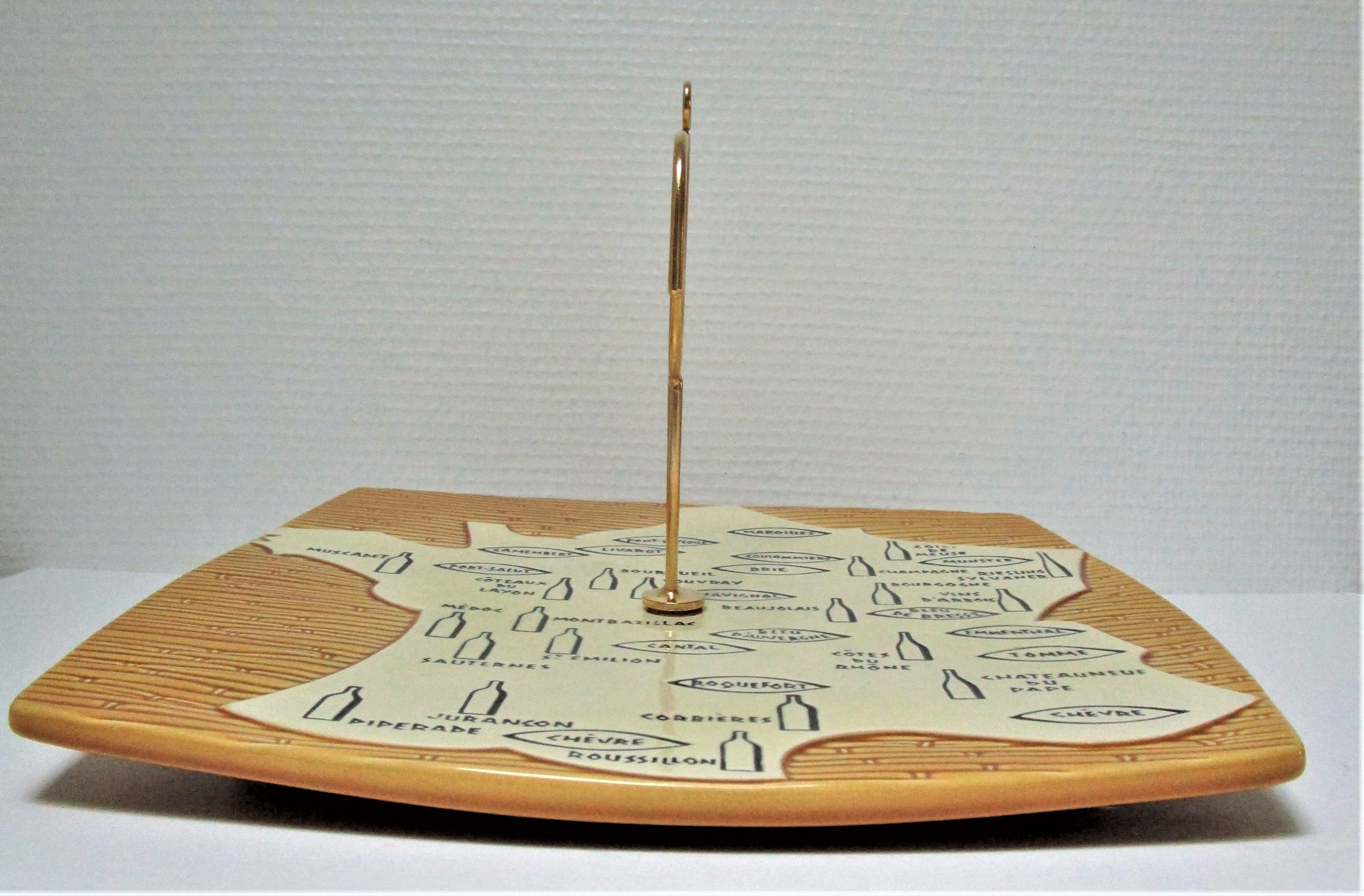 Ceramic cheese platter modernist rooster 60s