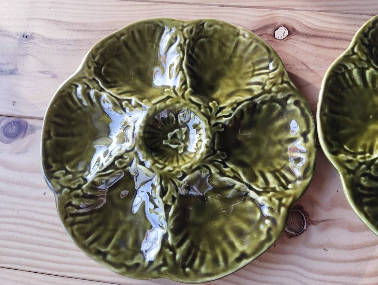 6 vintage ceramic oyster plates from Gien