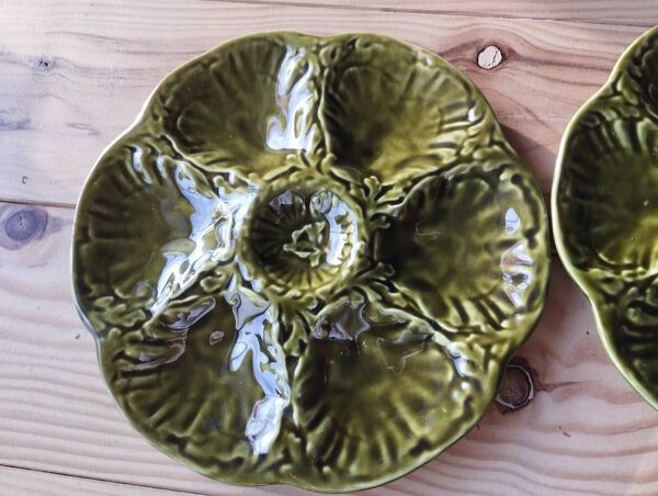 6 Assiettes à huîtres vintage en céramique de Gien