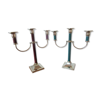 Pair of candlesticks three lights lined up