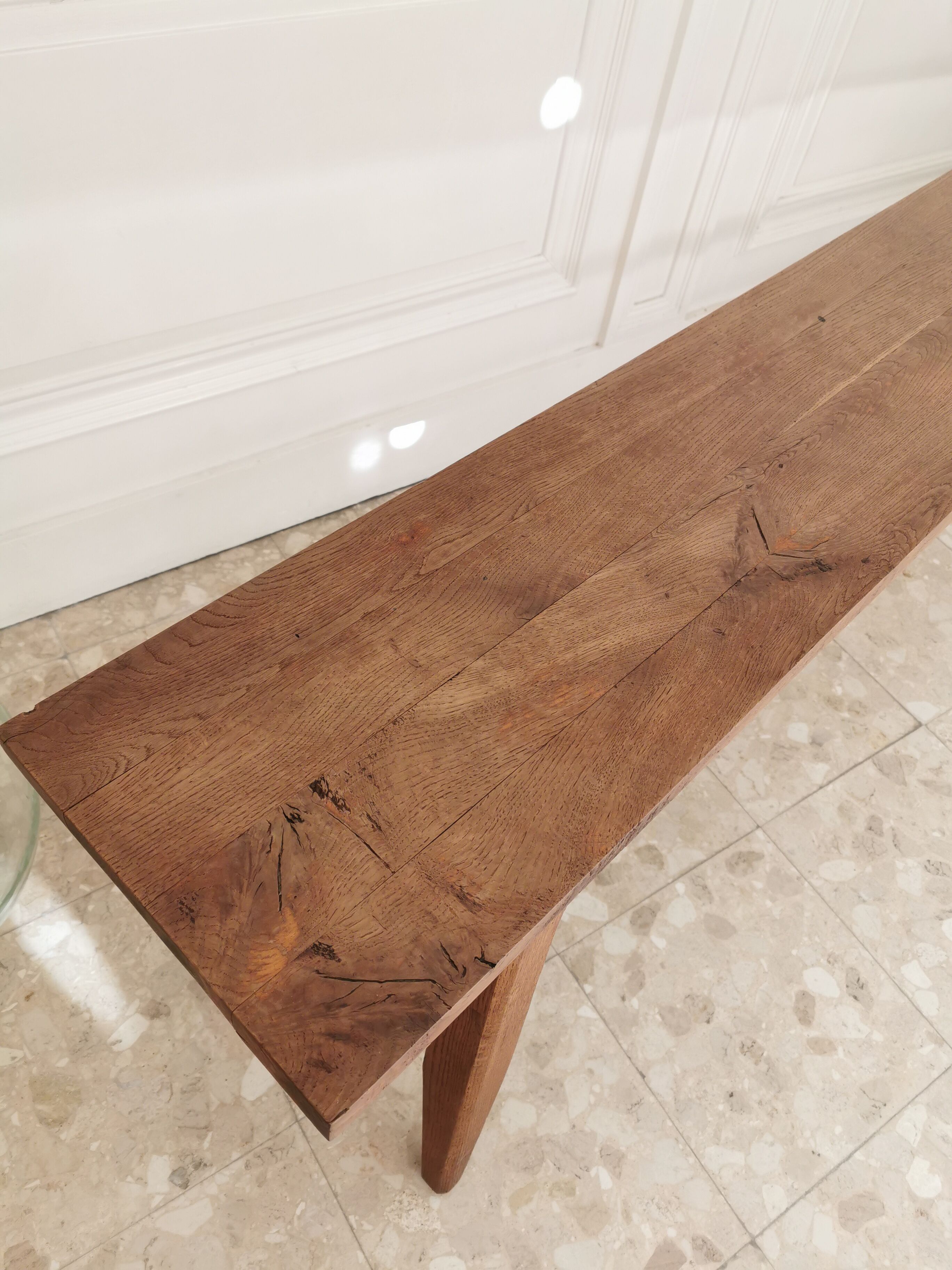 Solid oak compass foot bench