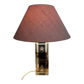 Table lamp from Glashutte Limburg thick glass floral theme