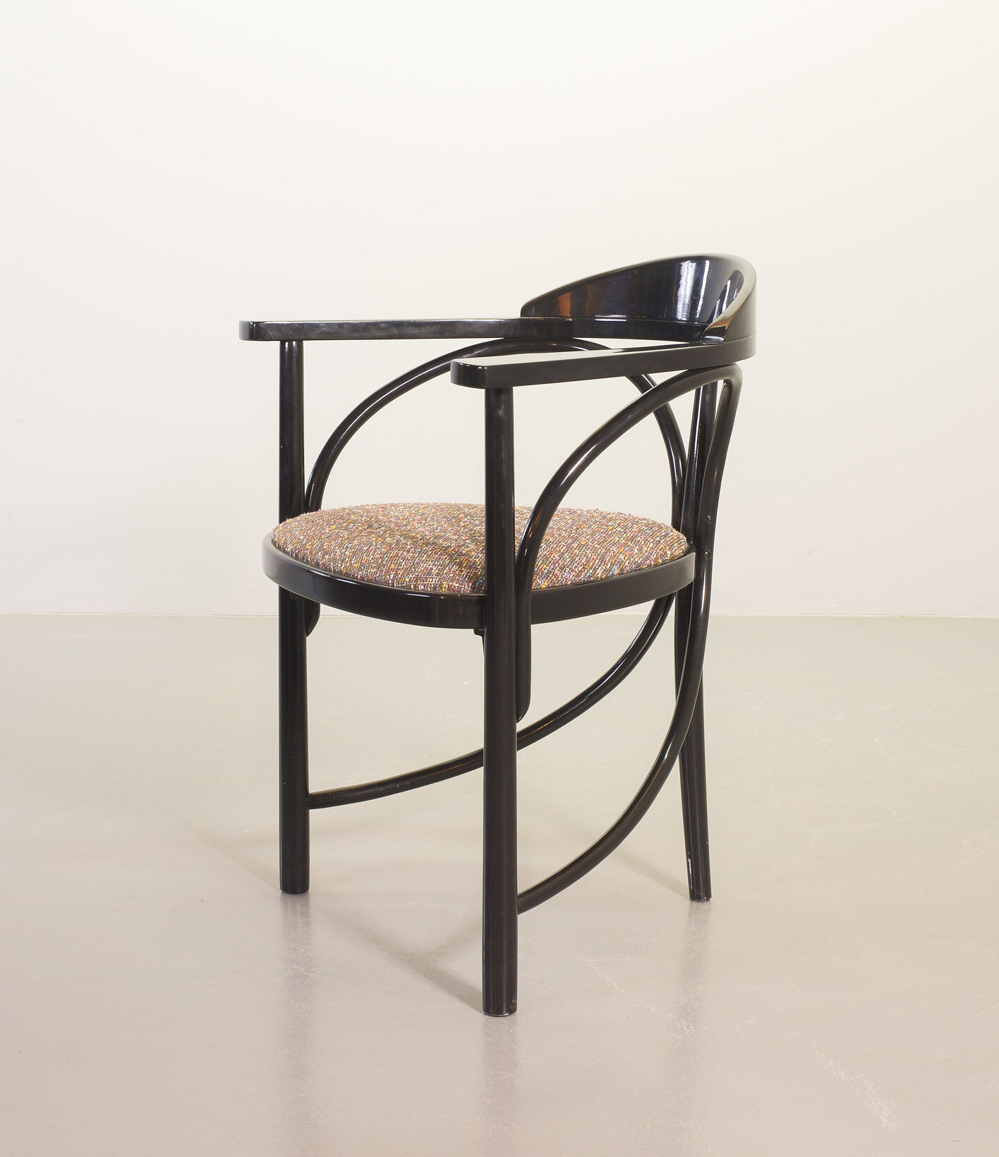 4 Wooden Black Lacquered Thonet Triangle Dining Chairs Model 87, 1980s