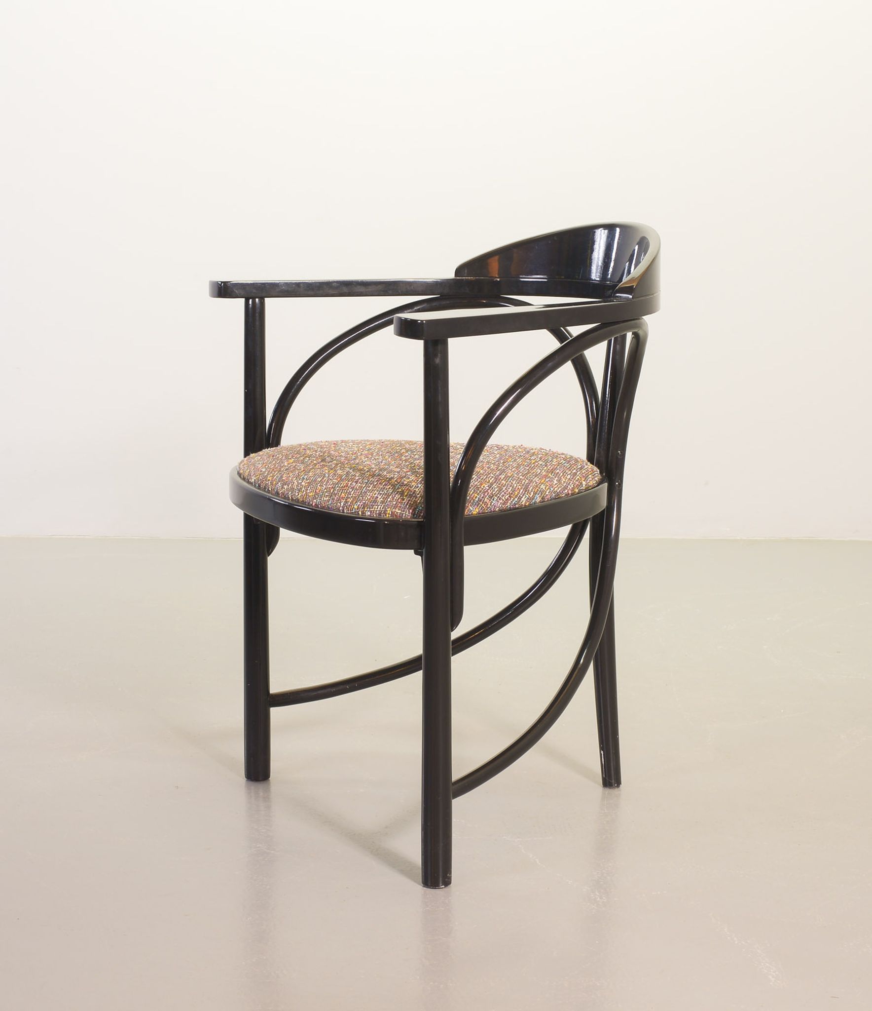 4 Wooden Black Lacquered Thonet Triangle Dining Chairs Model 87, 1980s