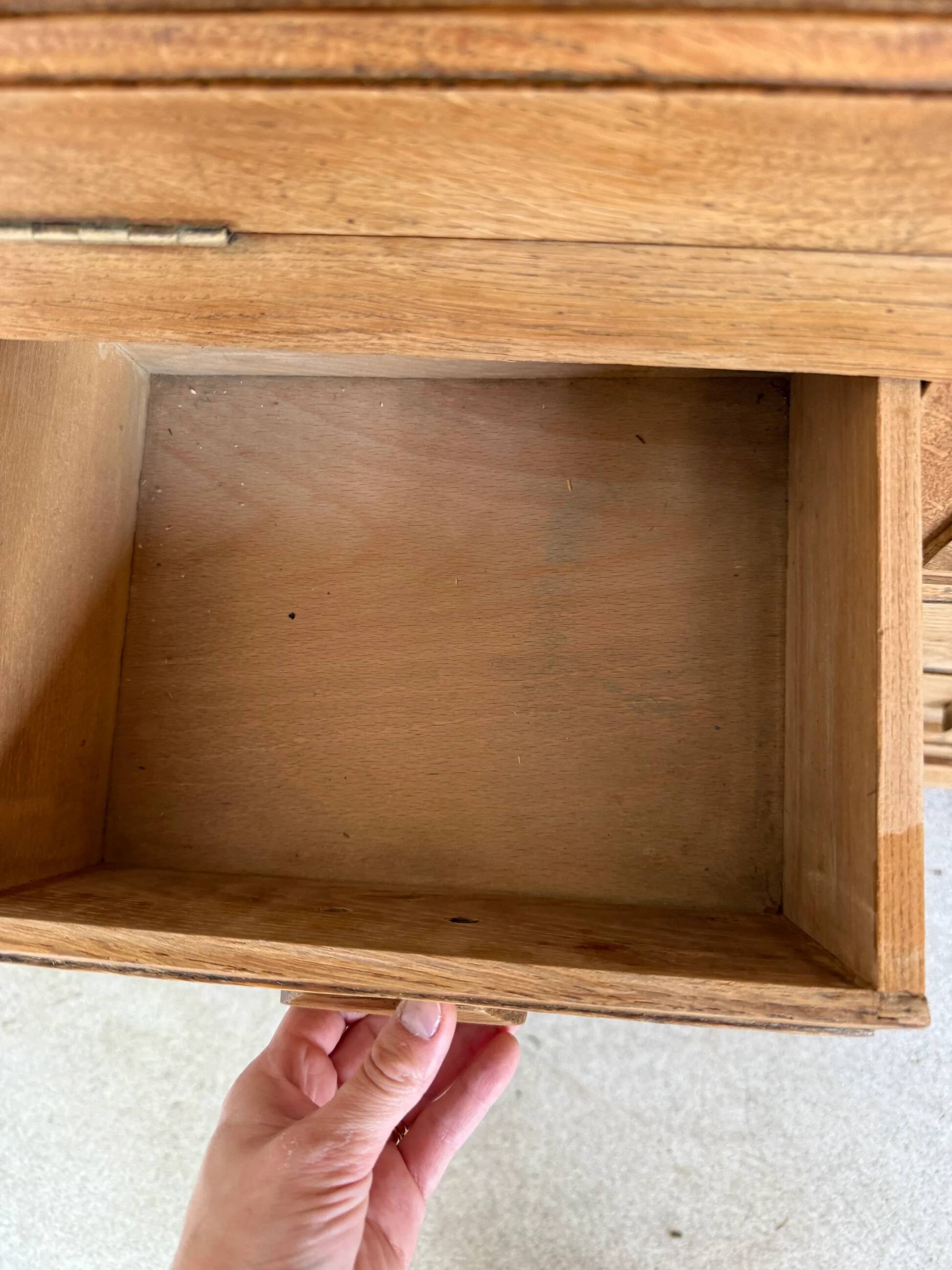 Vintage wooden secretary desk in the style of a professional piece of furniture