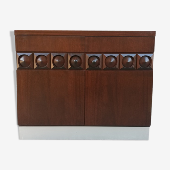 Exotic wood, belgium, 1960's brutalist bar cabinet