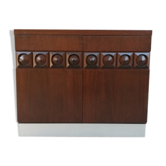 Exotic wood, belgium, 1960's brutalist bar cabinet