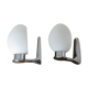Wall lamps in chromed metal and opaline glass