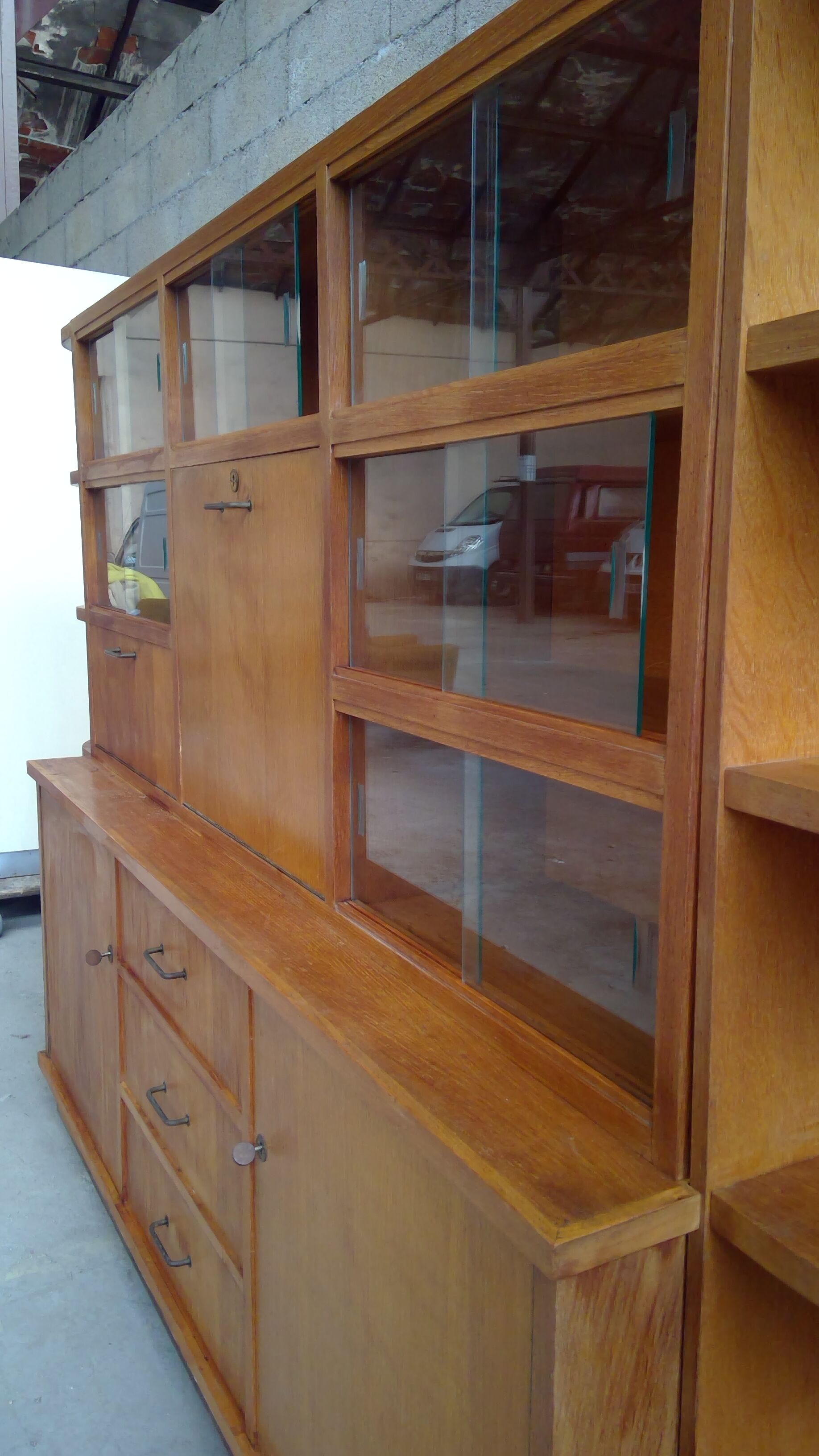 Showcase bookcase modular Secretary bar oak vintage 50-60 years