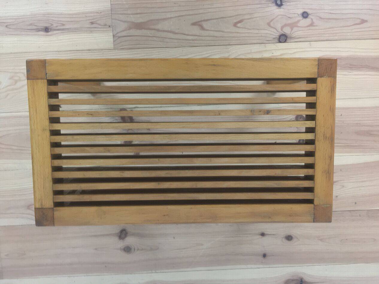 Tabouret moderniste à lattes de bois, années 50, banc