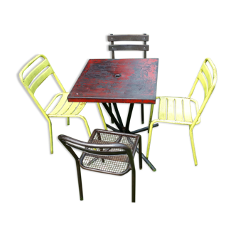 Table set tolix and 4 chairs years 60