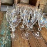 Set of nine cut crystal water glasses