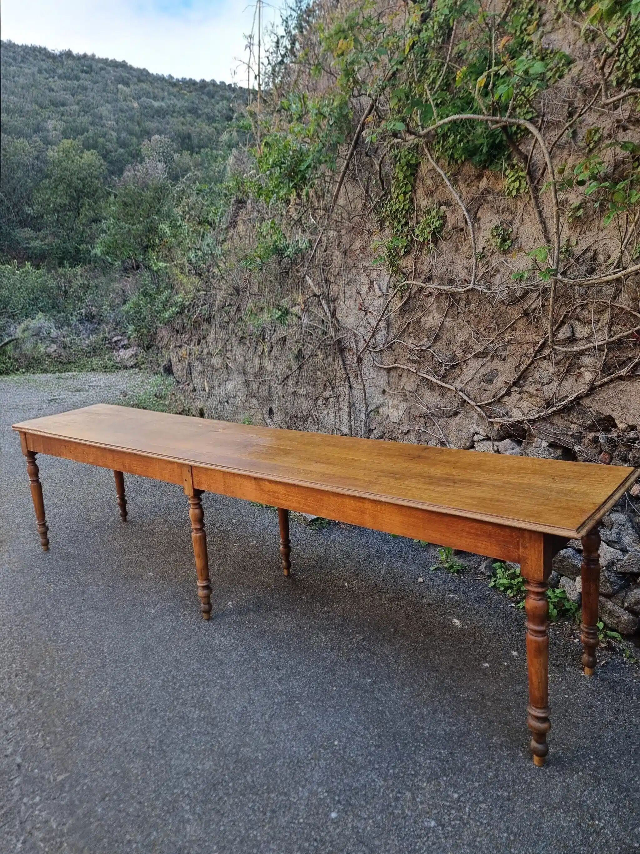 XXL antique French dining table, refectory/farm table, seating up to 14, circa 1880–1900.