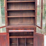 2-part Victorian display cabinet buffet with lacquered mahogany marquetry