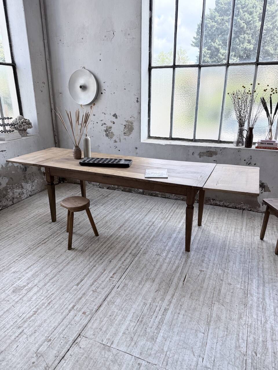 Solid oak farmhouse table with extensions (190-280cm) 1950