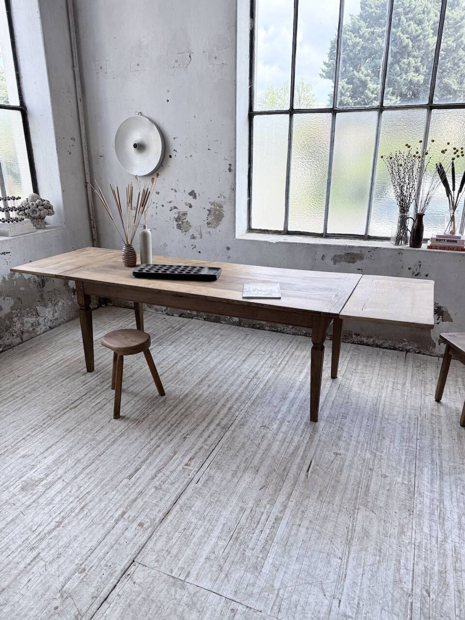 Solid oak farmhouse table with extensions (190-280cm) 1950