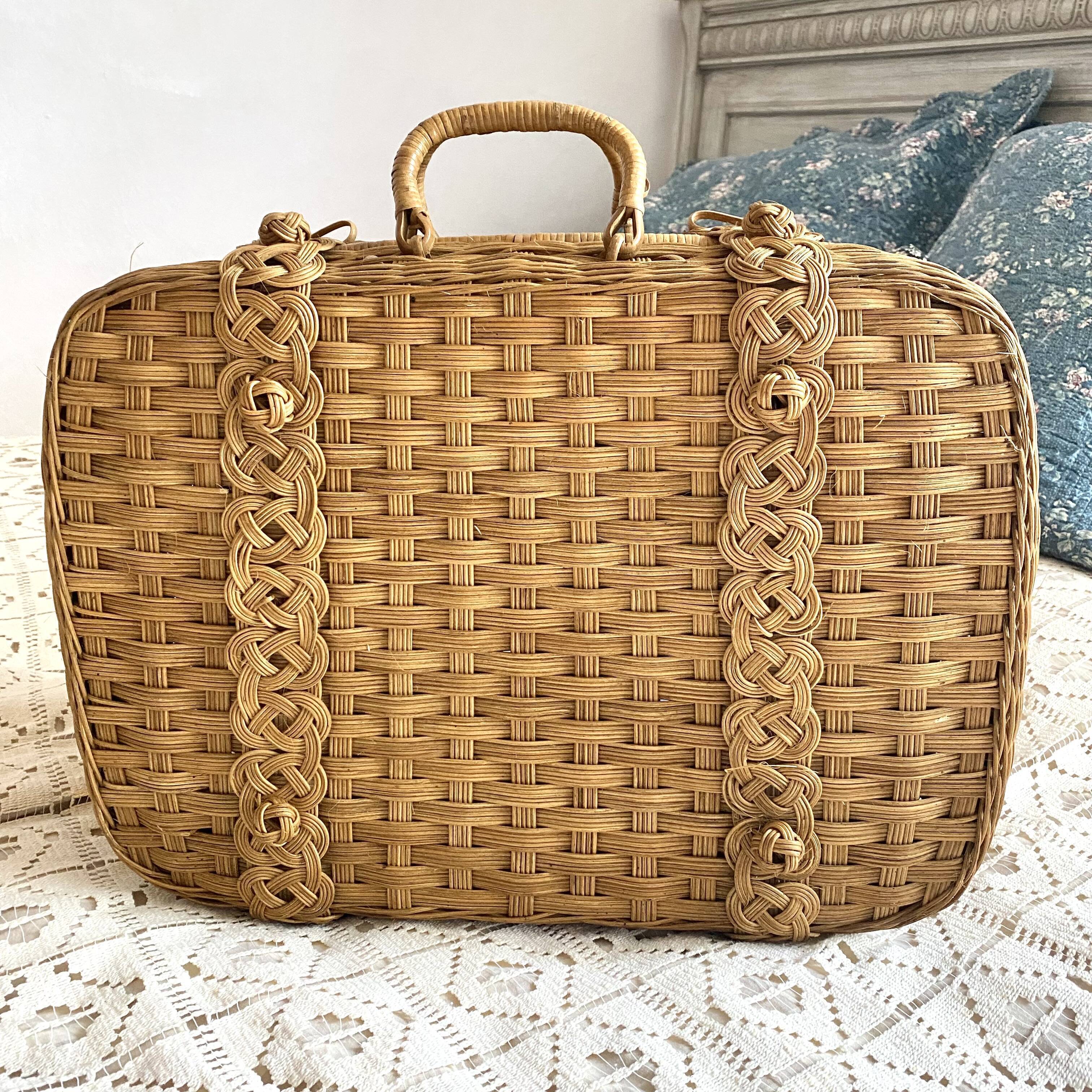 Vintage rattan suitcase